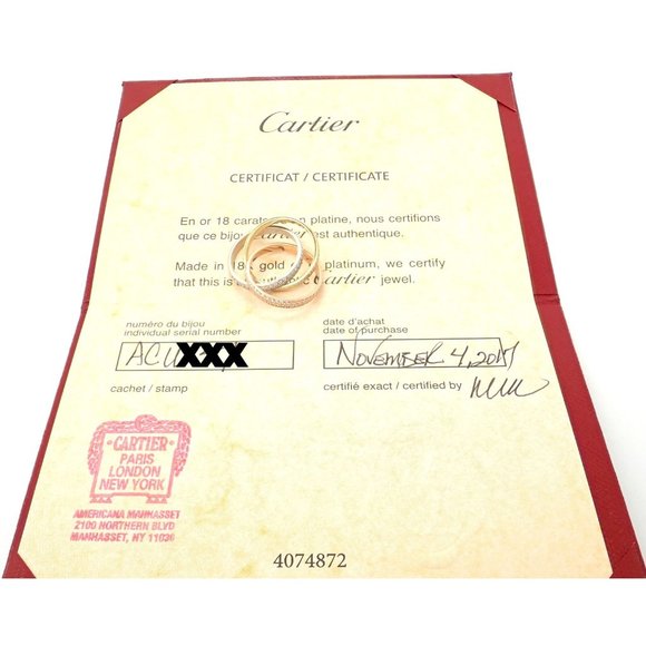 Authentic! Cartier Trinity 18k Gold Diamond Small Model Band Ring Size 51 Cert - Picture 6 of 10